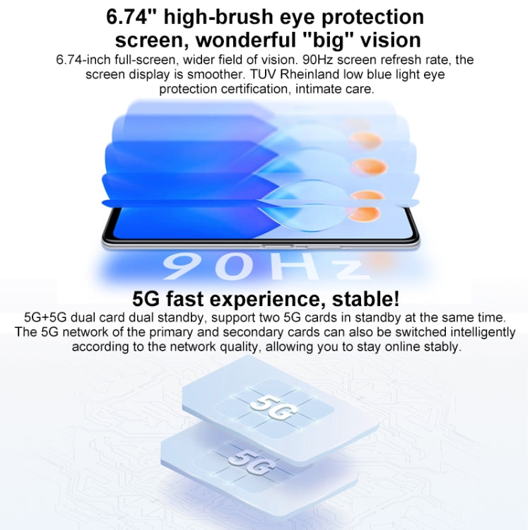 Triple Back Cameras, Side Fingerprint Identification, 5000mAh Battery, 6.74 inch Magic UI 5.0 (Android 11) MediaTek Dimensity 700 Octa Core up to 2.2GHz, Network: 5G, OTG, Not Support Google Play, 8GB+128GB Triple Back Cameras, Side Fingerprint Identification, 5000mAh Battery, 6.74 inch Magic UI 5.0 (Android 11) MediaTek Dimensity 700 Octa Core up to 2.2GHz, Network: 5G, OTG, Not Support Google Play, 8GB+128GB